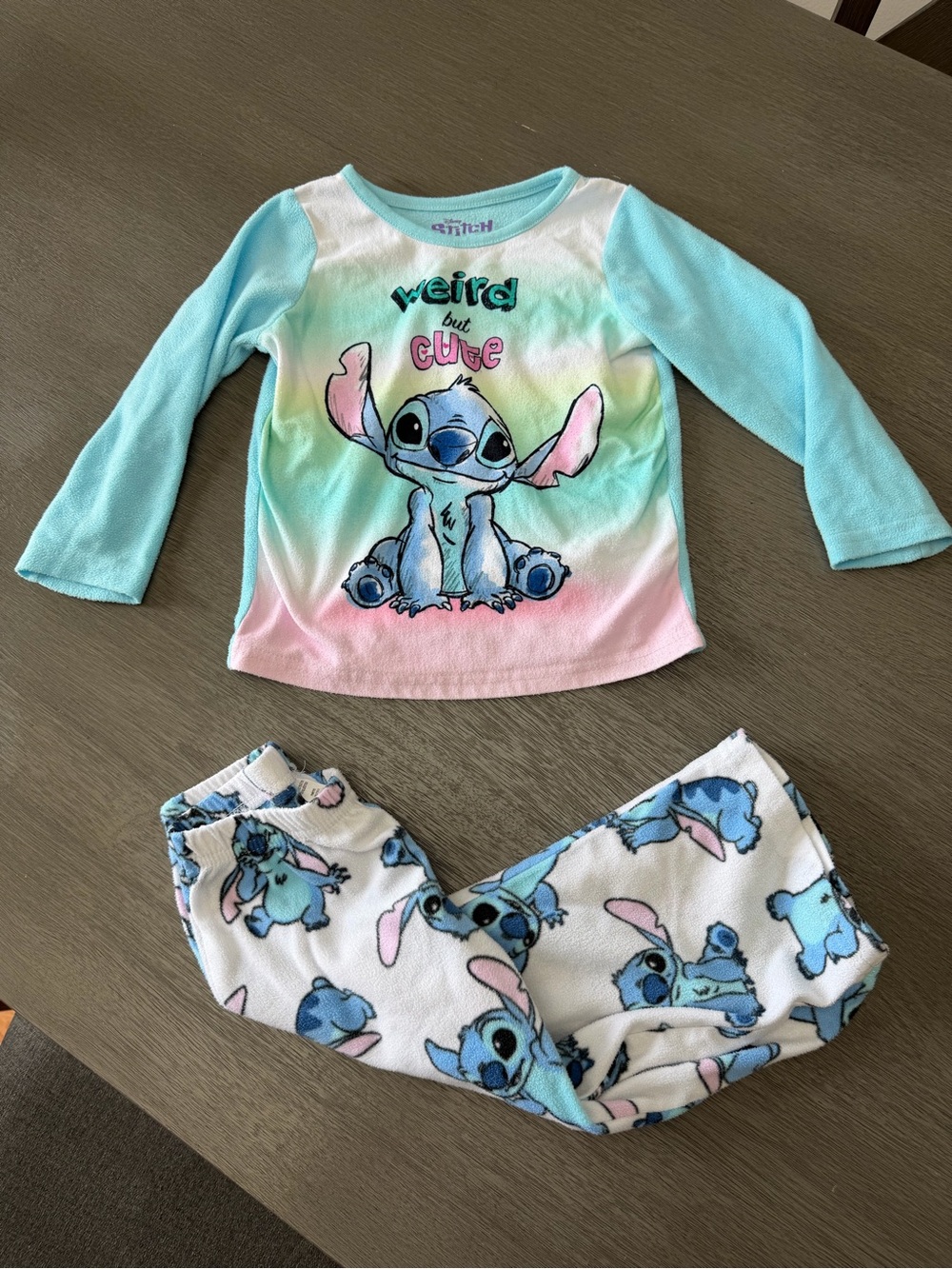 Disney Lilo & Stitch Pastel Gradient Top with Blue Fleece Pajama Pants